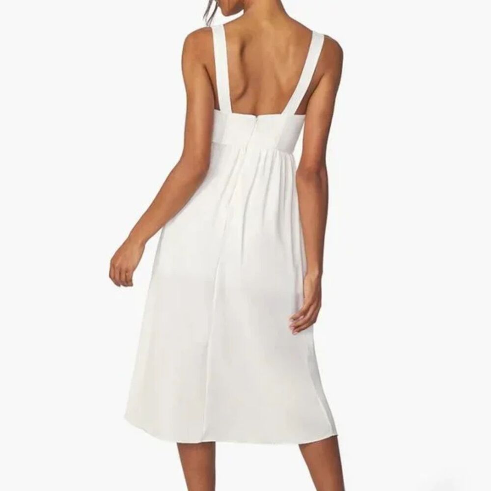 WEWOREWHAT Womens Dress Medium White Midi Charmeuse Corset Empire Minimalist - Picture 2 of 12